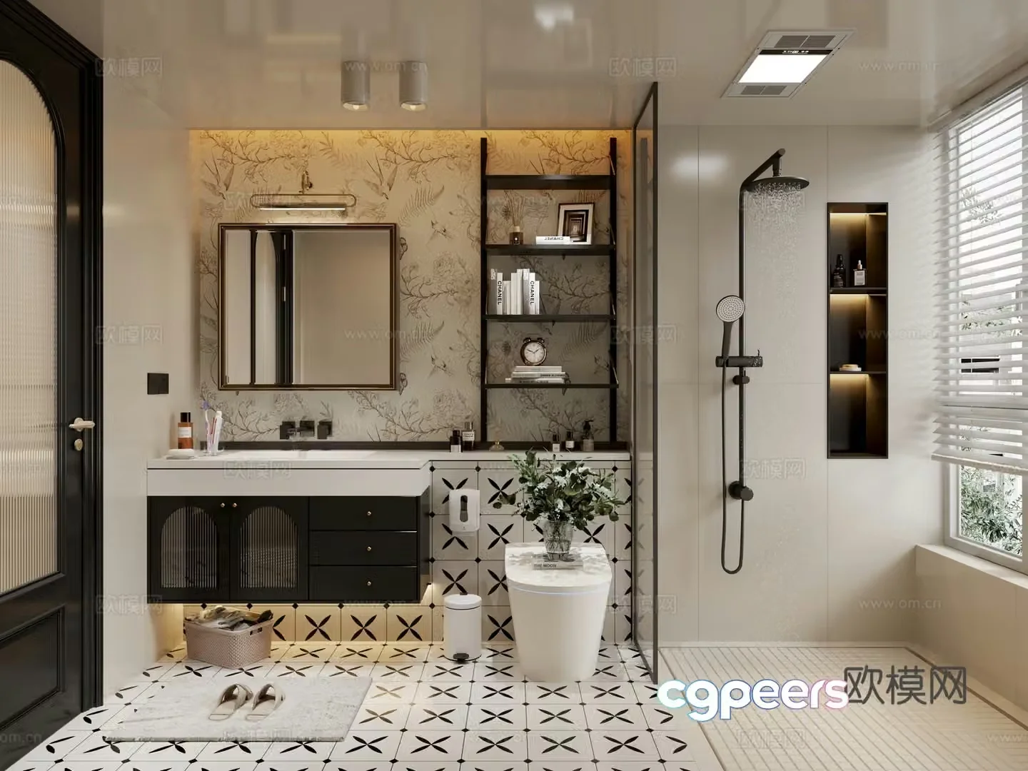 French style bathroom creamy bathroom 3d model