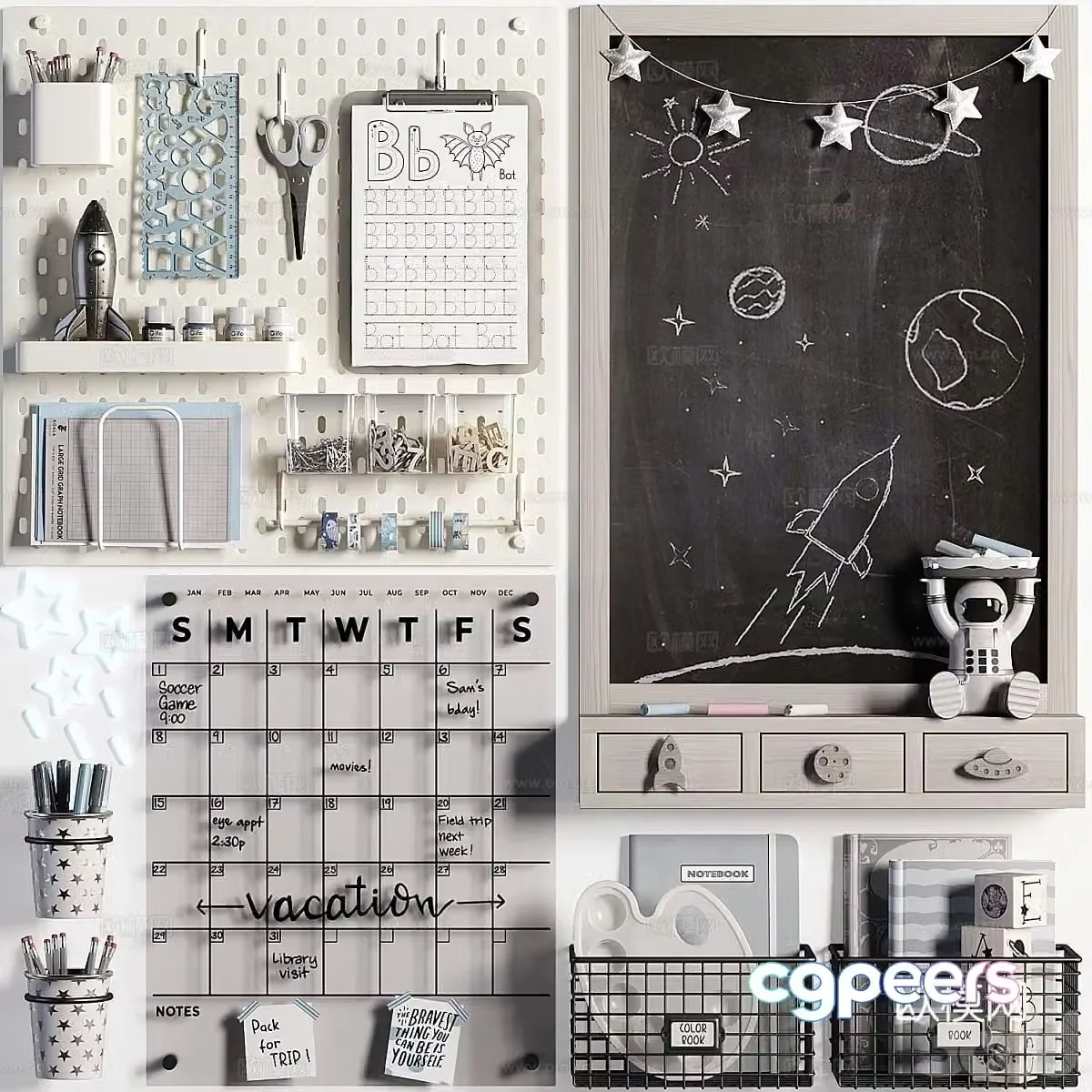 Children’s wall nail board 3D model