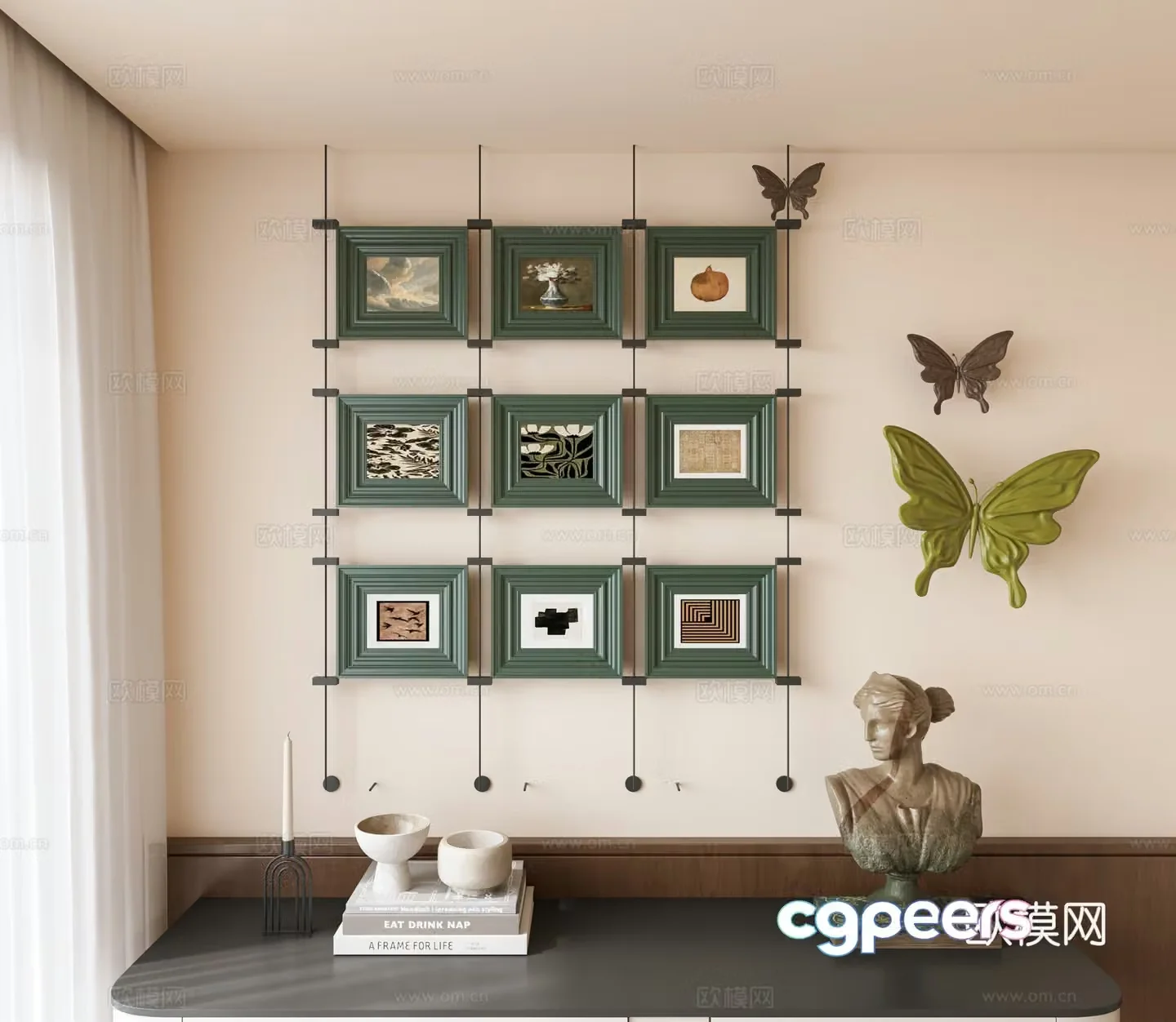 French combination decorative paintings hanging paintings butterfly wall decorations wall decorations art paintings borderless hanging paintings 3D model