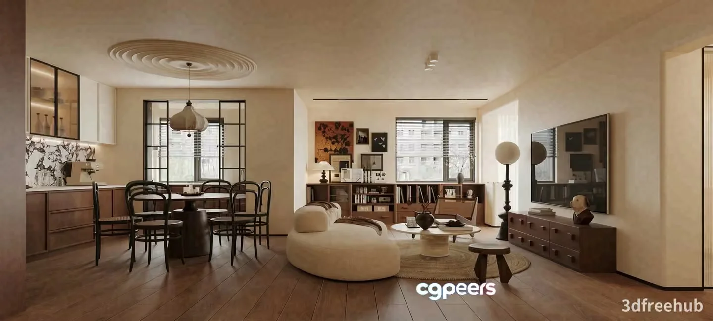 Modern Living Room 3D Model – 23614 – VRAY Render