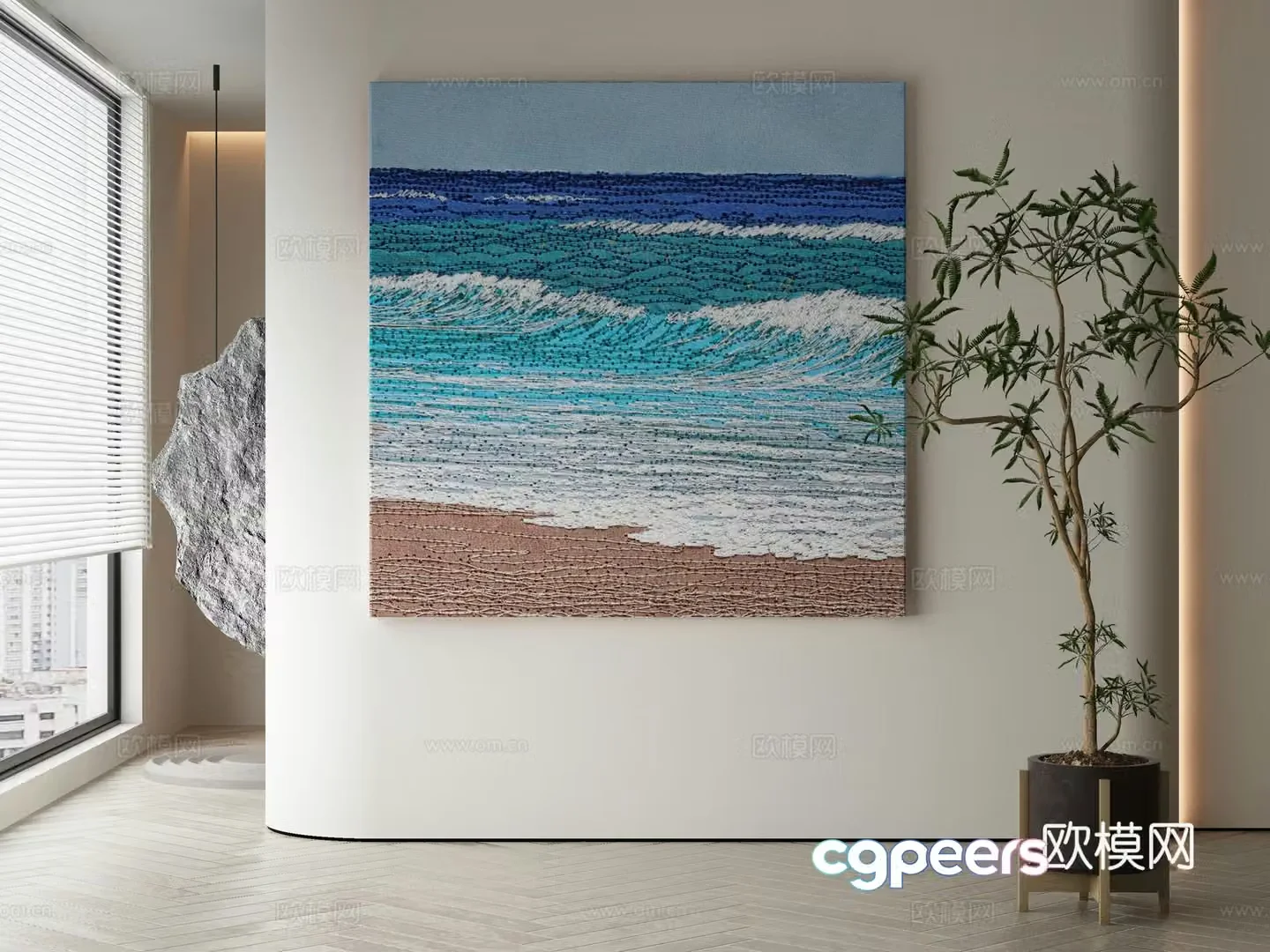 Modern Wasabi abstract hanging painting 3d model