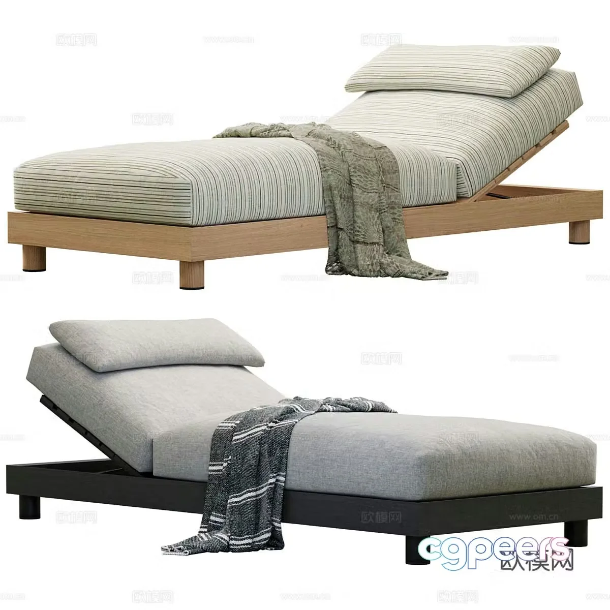 New Chinese style outdoor sun lounger 3D model