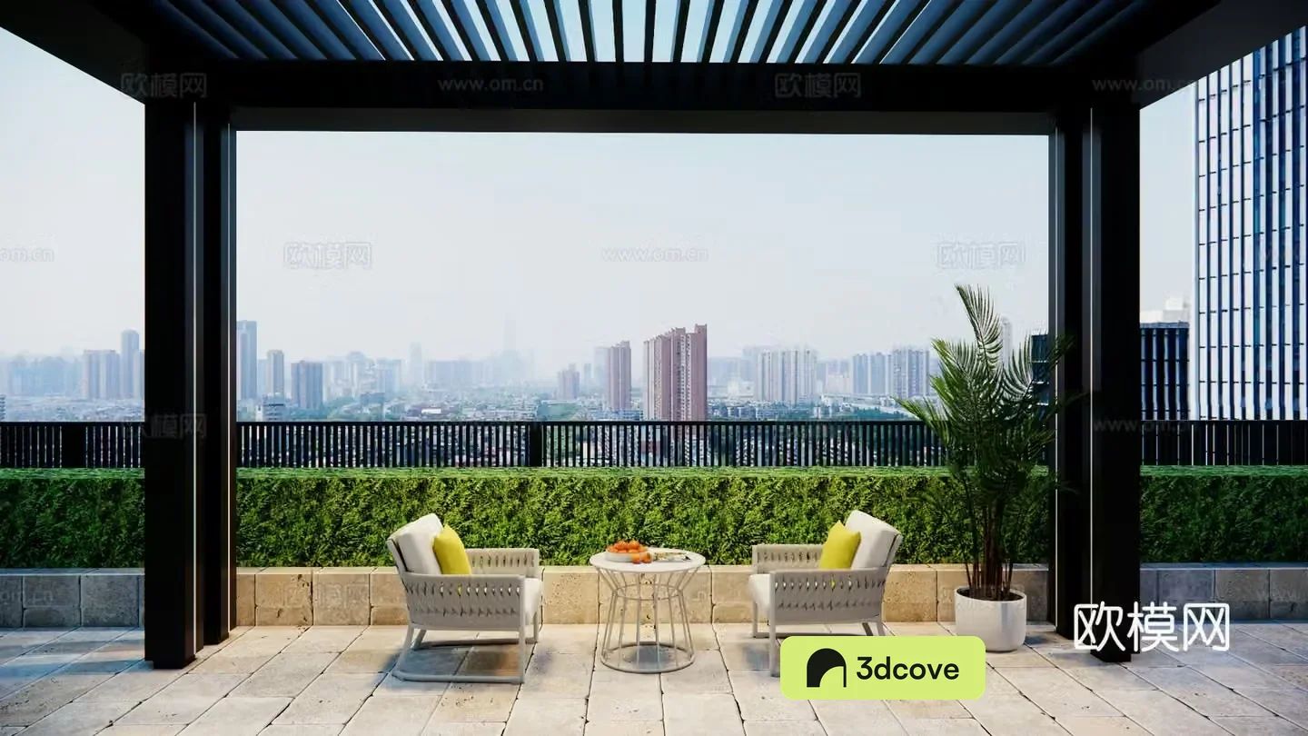 Modern outdoor courtyard garden terrace leisure chair single chair round metal coffee table metal corridor frame