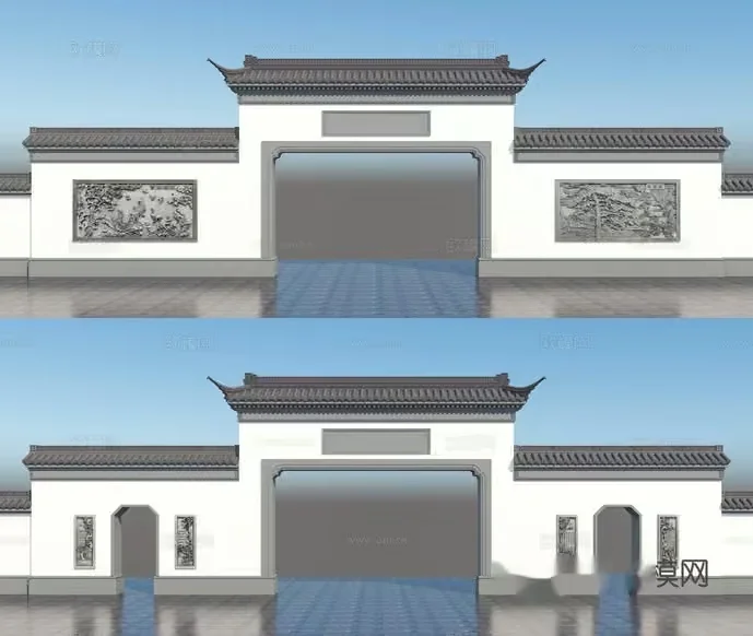 Traditional Chinese Gate 3D Model – 19497 – VRAY Render