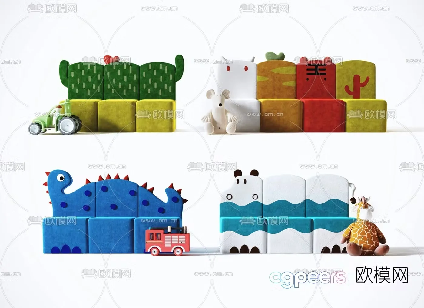 Modern cartoon children’s sofa 3d model