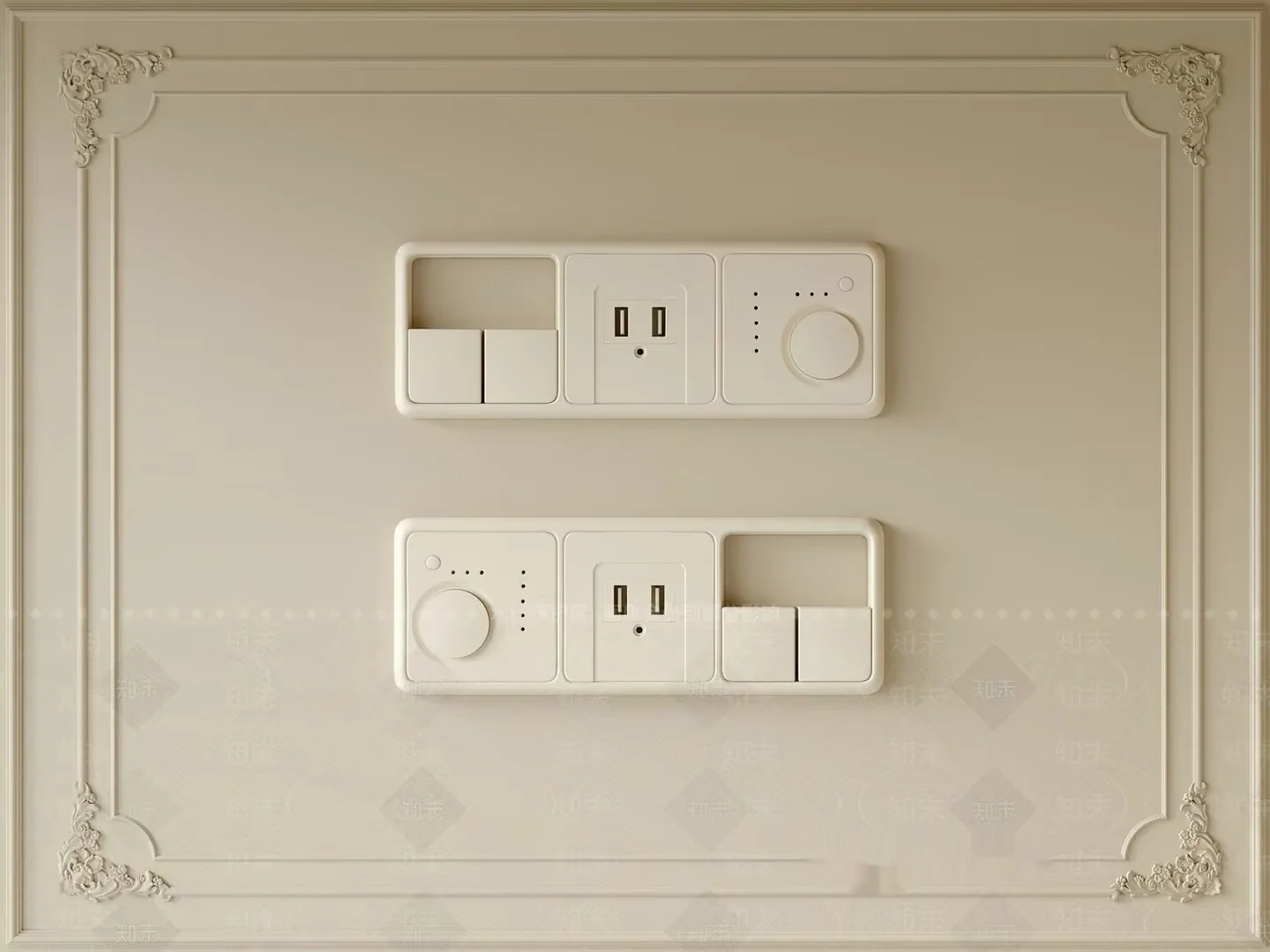 White Wall Switches 3D Model – 16665 – CORONA Render