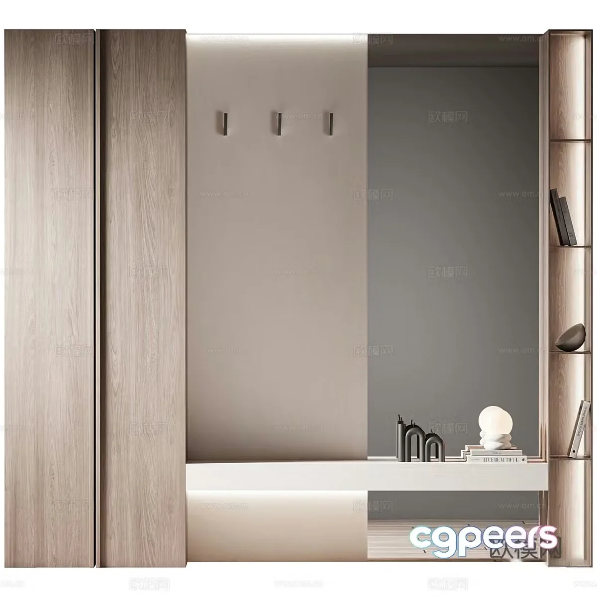Modern Italian minimalist shoe cabinet 3D model