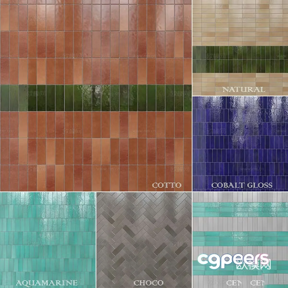 Modern cream style ceramic tiles flower tiles mosaic tiles 3d model
