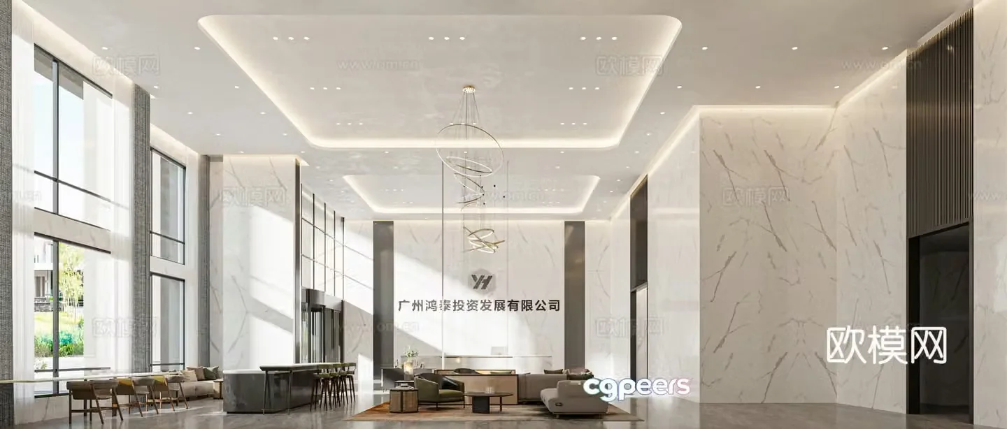 Modern lobby lobby reception area reception area rest area 3d model