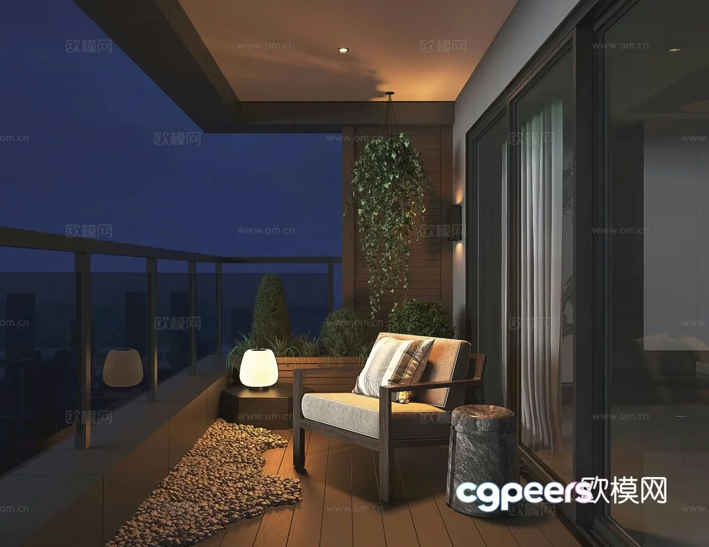 Modern home balcony 3d model