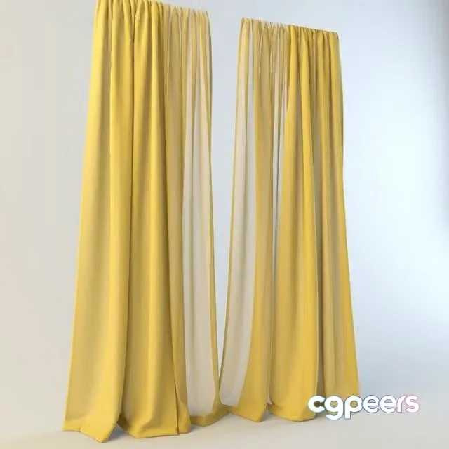 3ds Max Free – yellow curtains with tulle