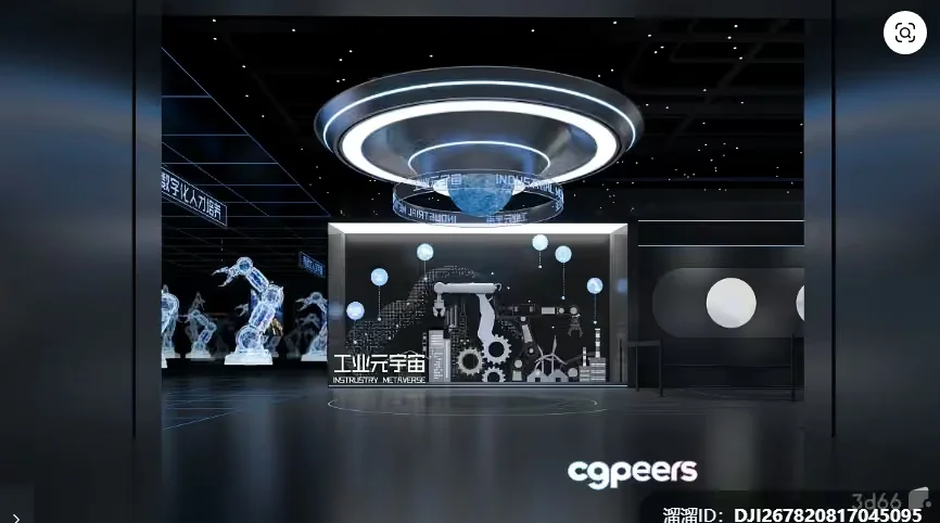The Main Subject Is A Futuristic-Looking Room With A Large Circular Light Fixture 3D Model – 269 – VRAY Render