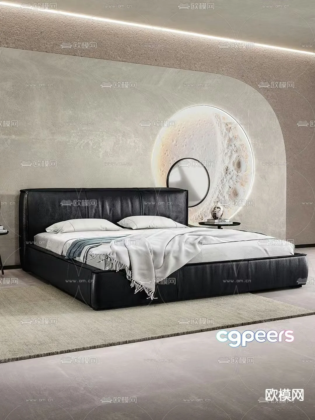 Wabi-sabi double bed 3d model