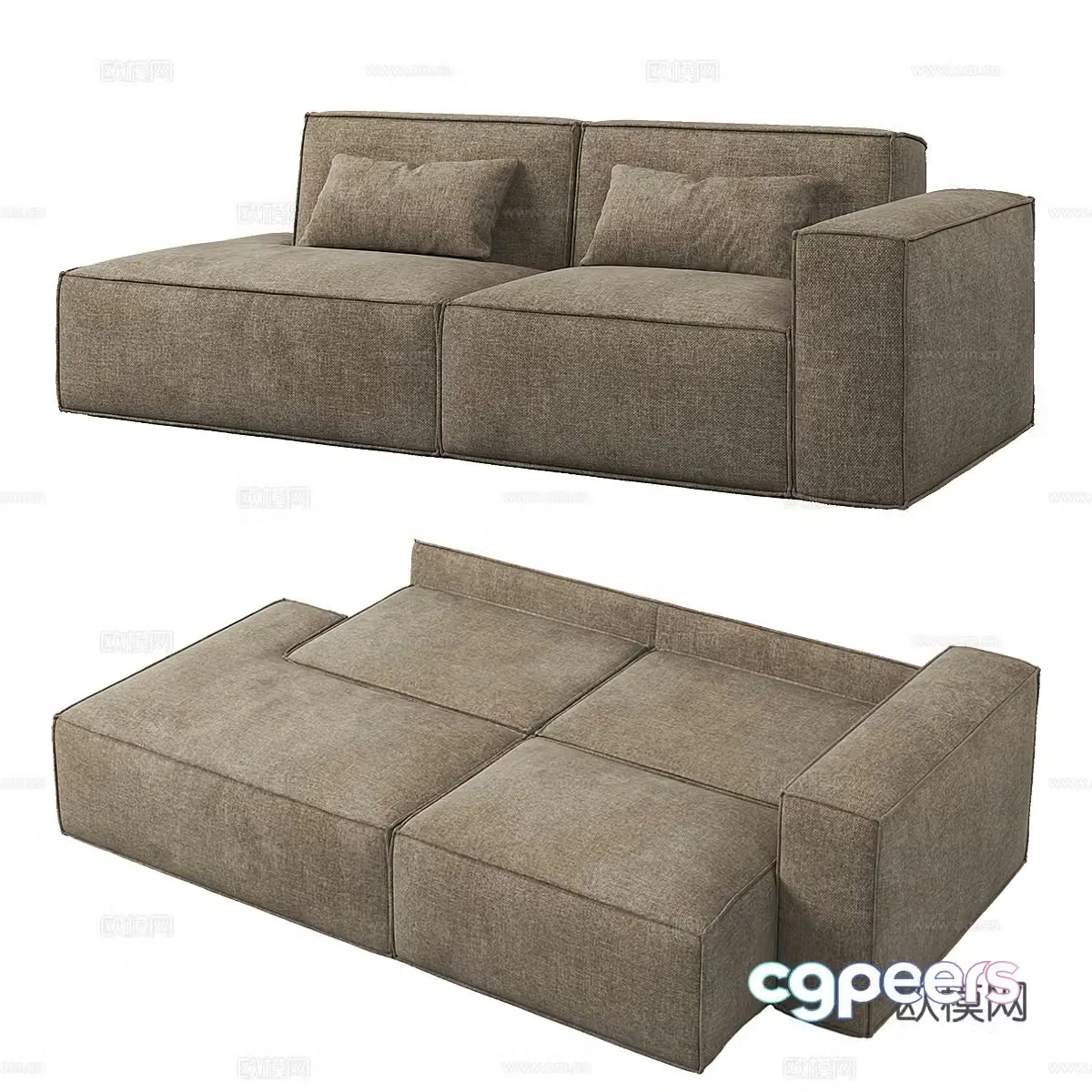 3d model of double sofa