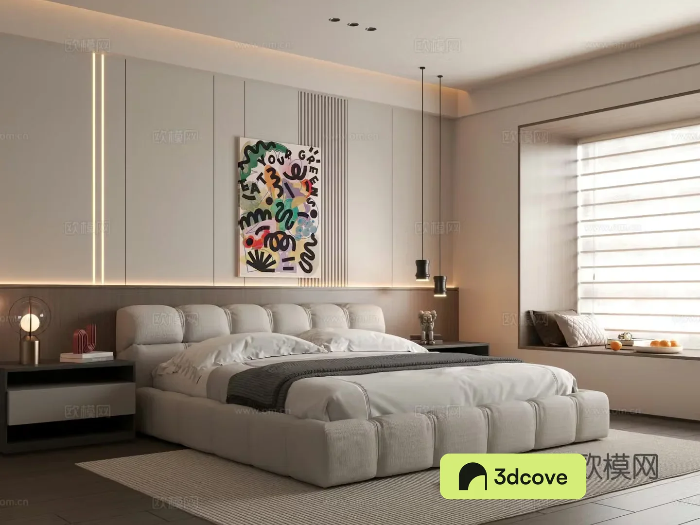 Modern bedroom Italian bedroom Background Wall
