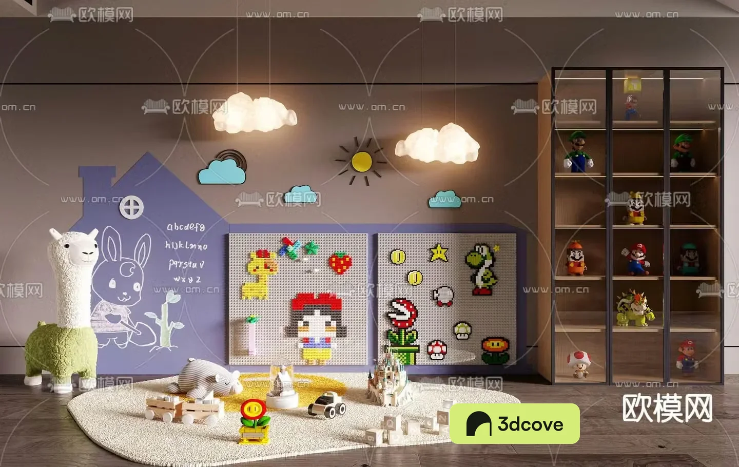 Building block wall plush toy doll