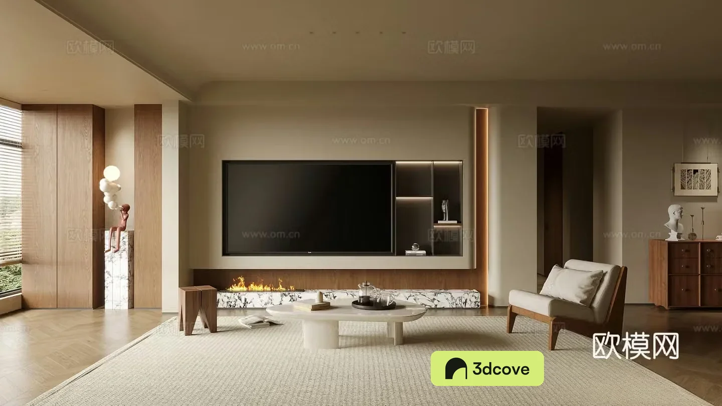 Middle-aged living room 3d model