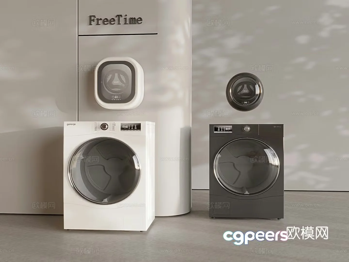 Modern washing machine dryer wall-mounted drying and washing integrated 3D model