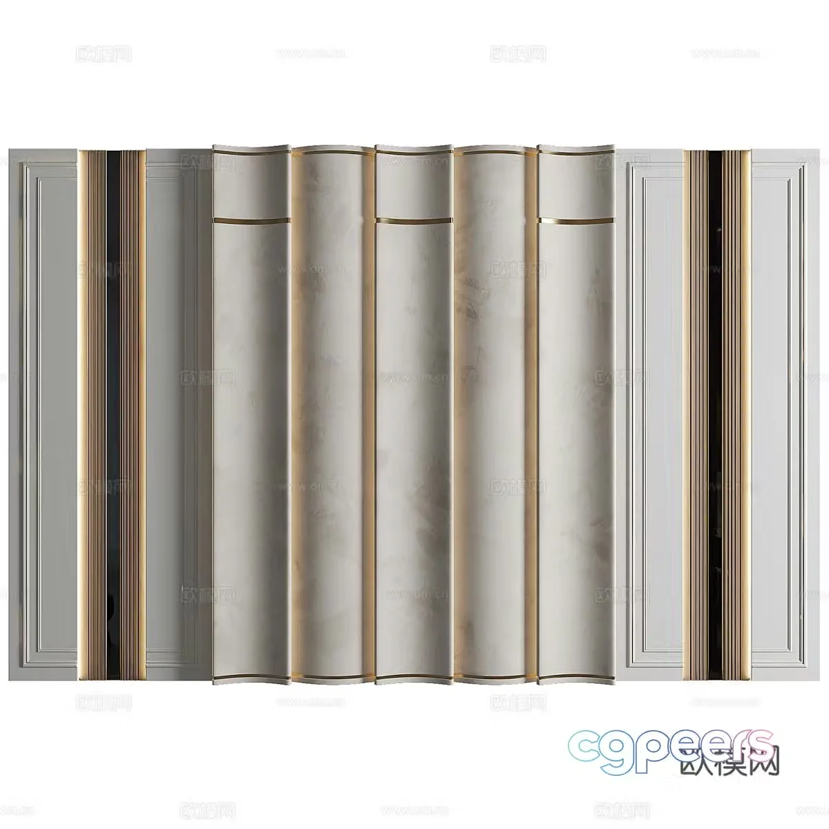 New Chinese style light luxury background wall 3D model