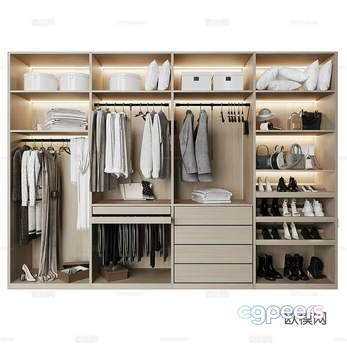 Modern Italian minimalist wardrobe 3d model