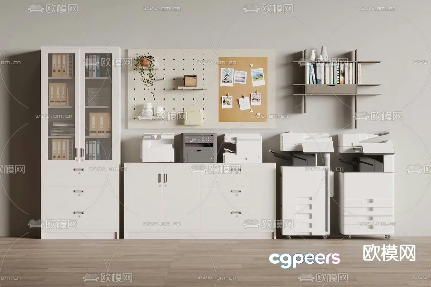 File cabinet printer office supplies 3d model