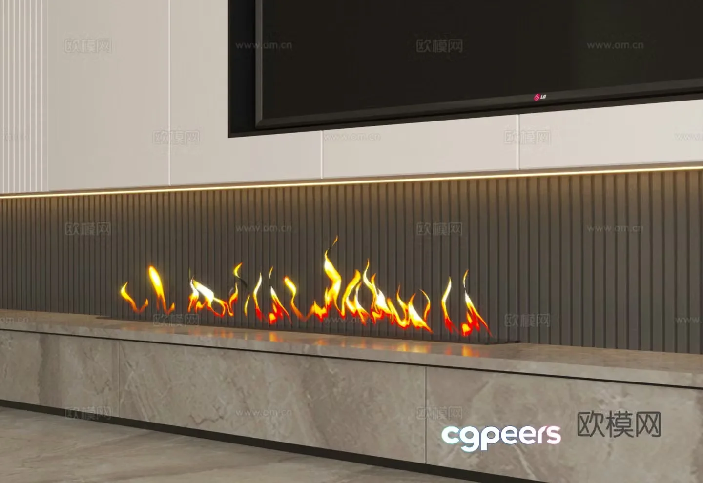 Modern electronic fireplace 3d model
