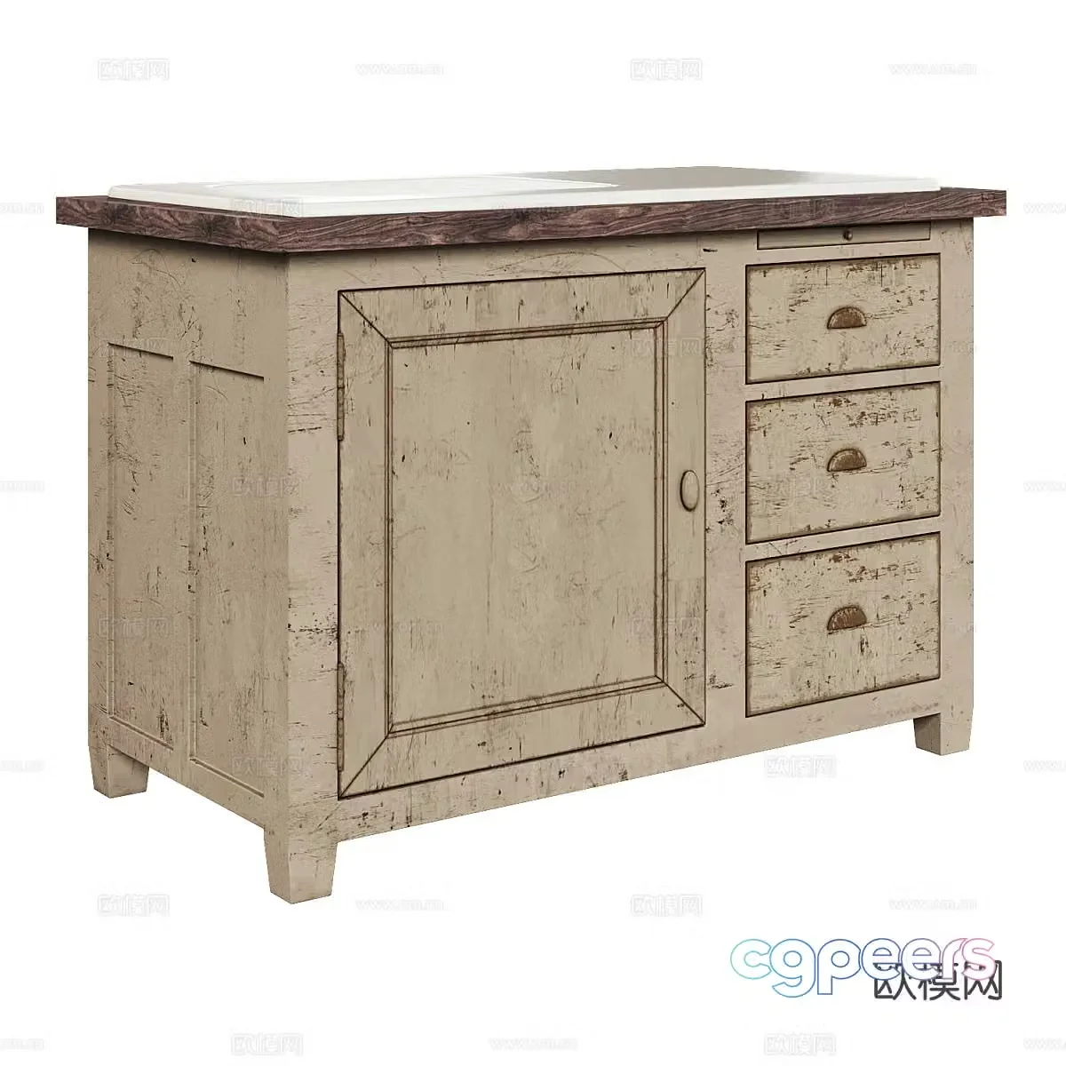 Nordic chest of drawers side cabinet 3d model