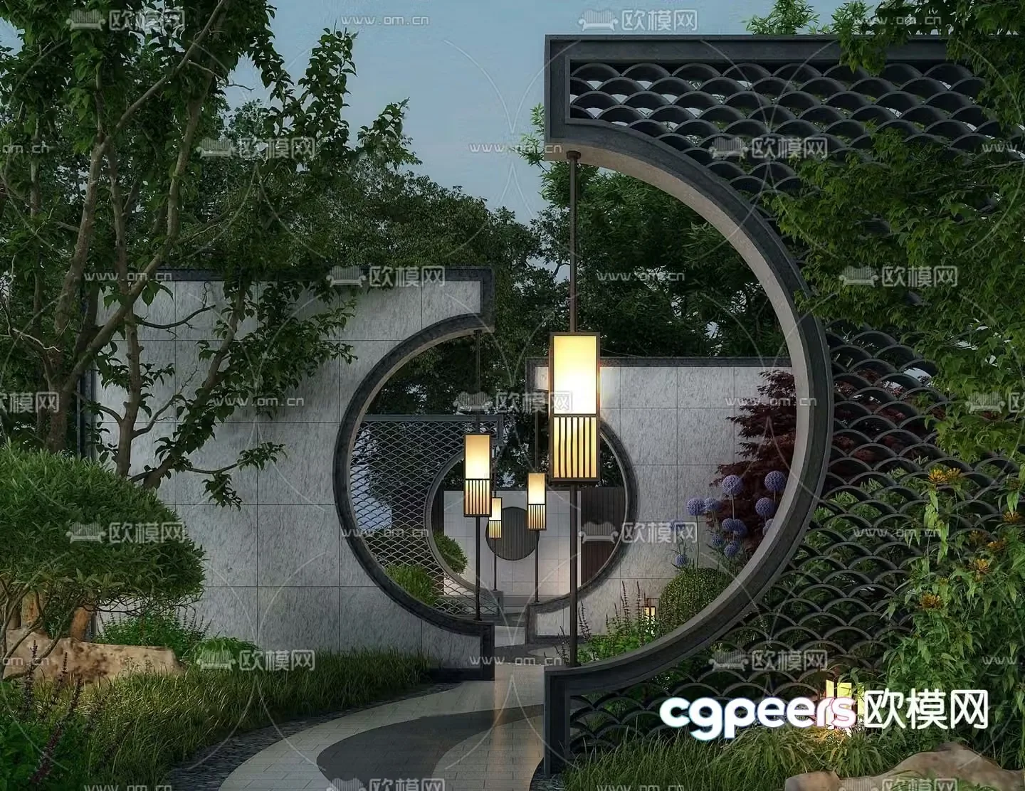 New Chinese style courtyard landscape garden landscape 3d model