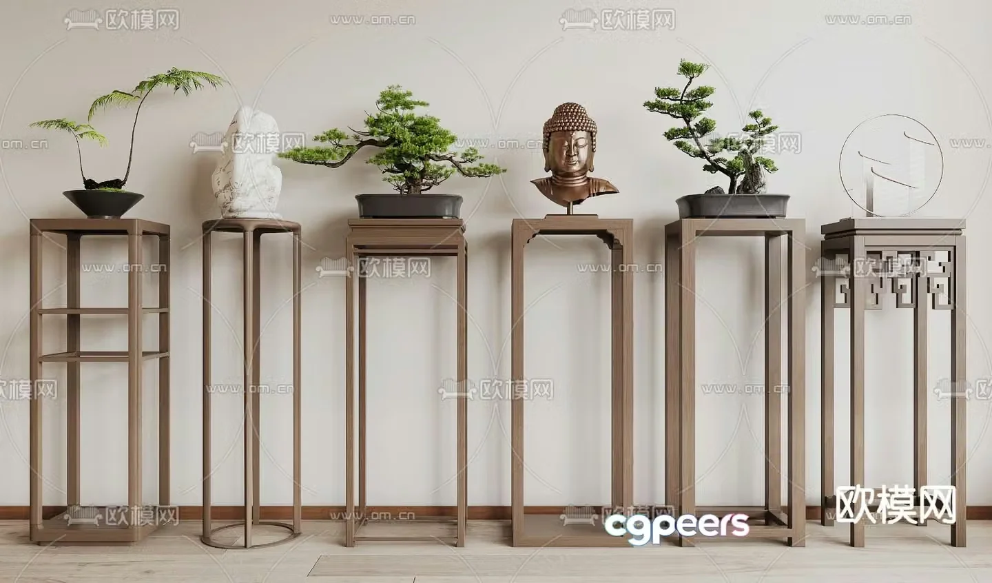 New Chinese style flower stand flower table corner table side table 3D model