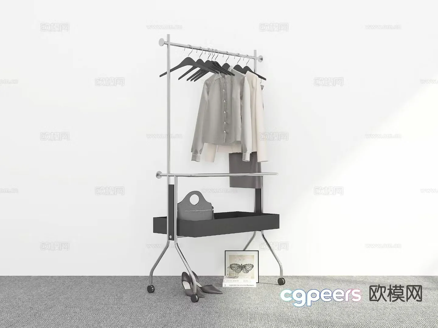 Mobile clothes hanger clothes hanger 3d model