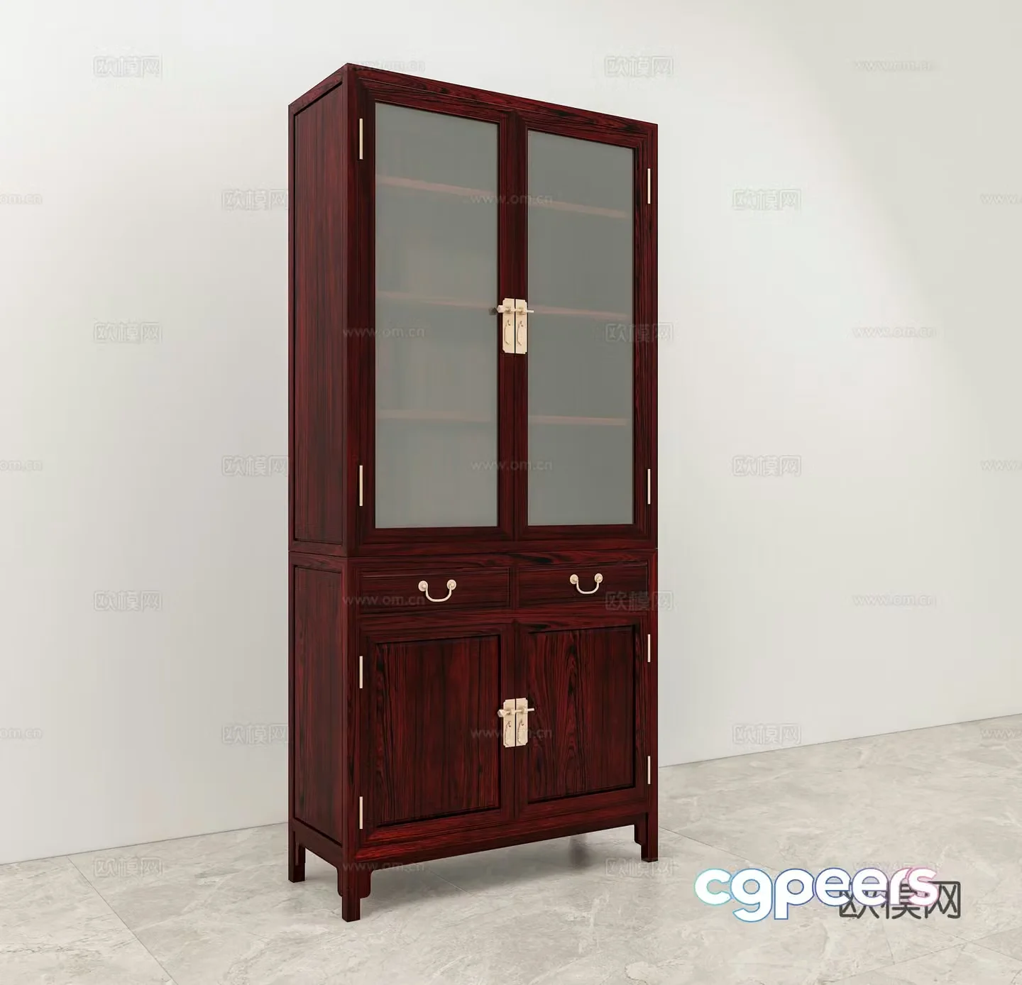 Chinese bookcase solid wood mahogany 3D model