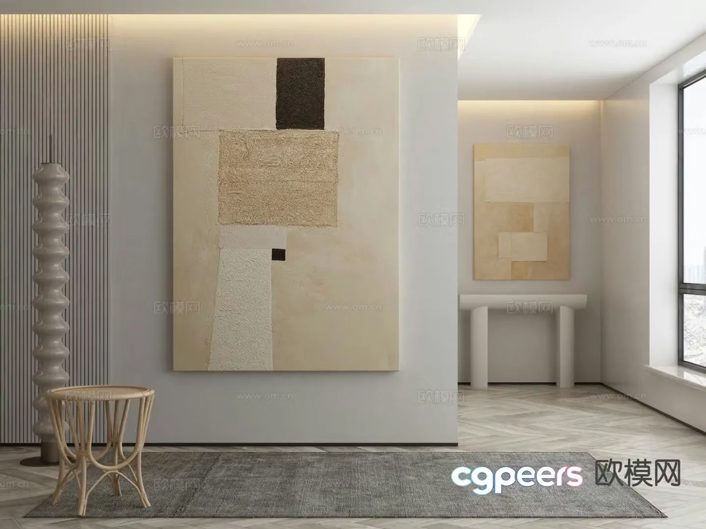 Modern decorative painting abstract painting texture painting 3d model
