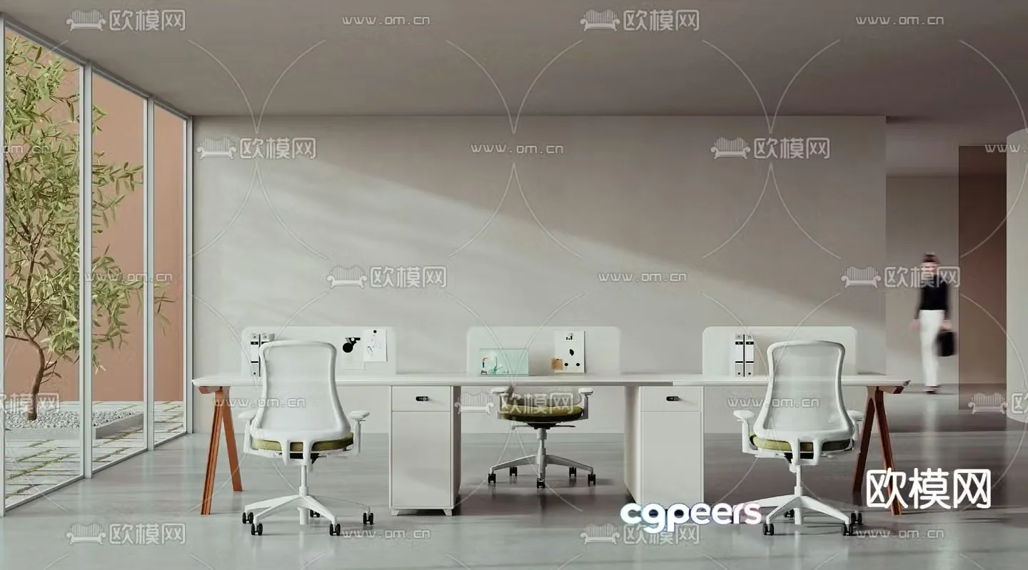 Card space desk workstation staff table 3D model