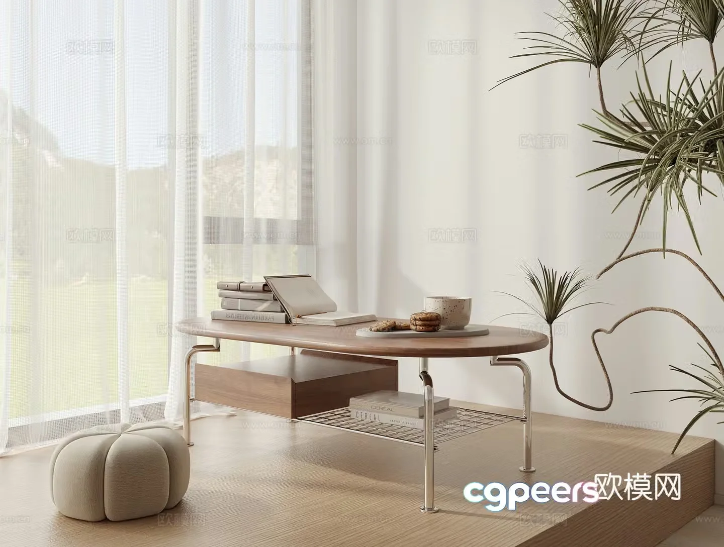 Middle-aged style coffee table 3D model