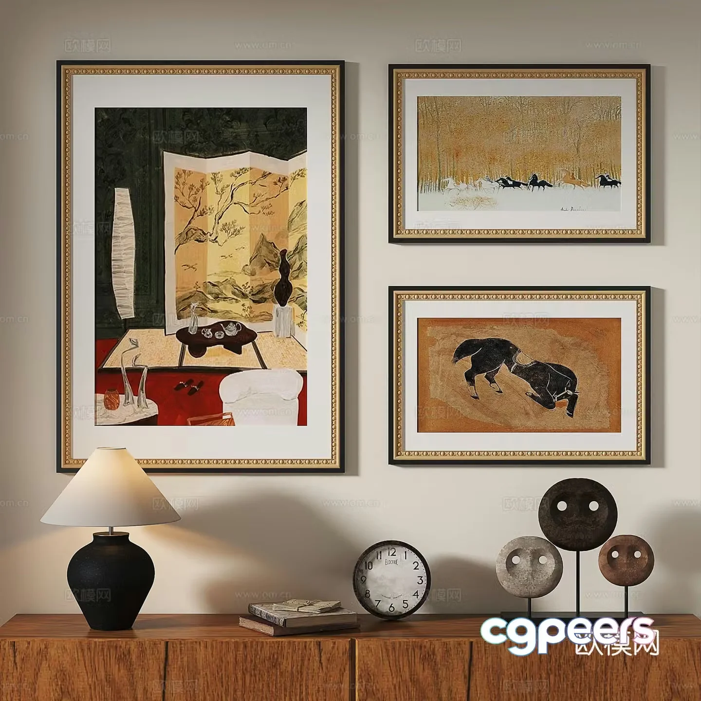 French retro modern European classical medieval abstract decorative painting 3d model