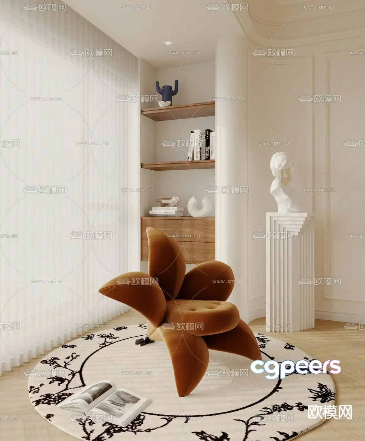 French petal chair leisure chair 3d model