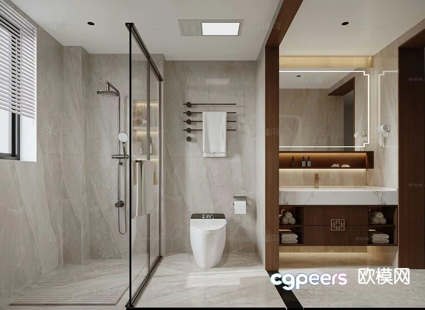 New Chinese style bathroom bathroom 3d model