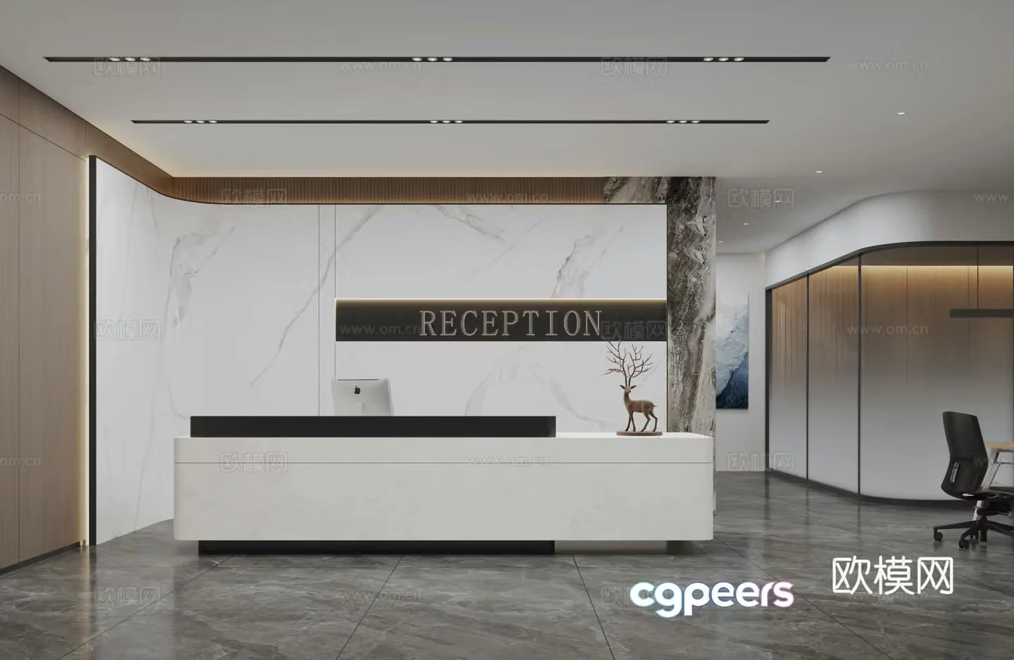 Modern company front desk 3D model