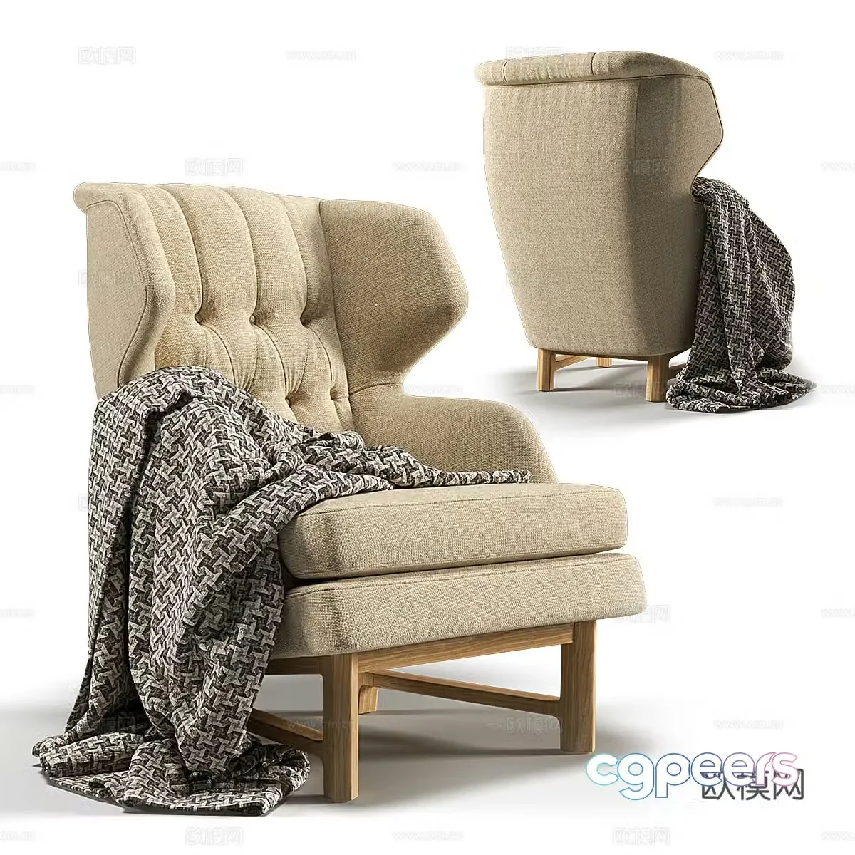 American simple fabric sofa chair 3D model