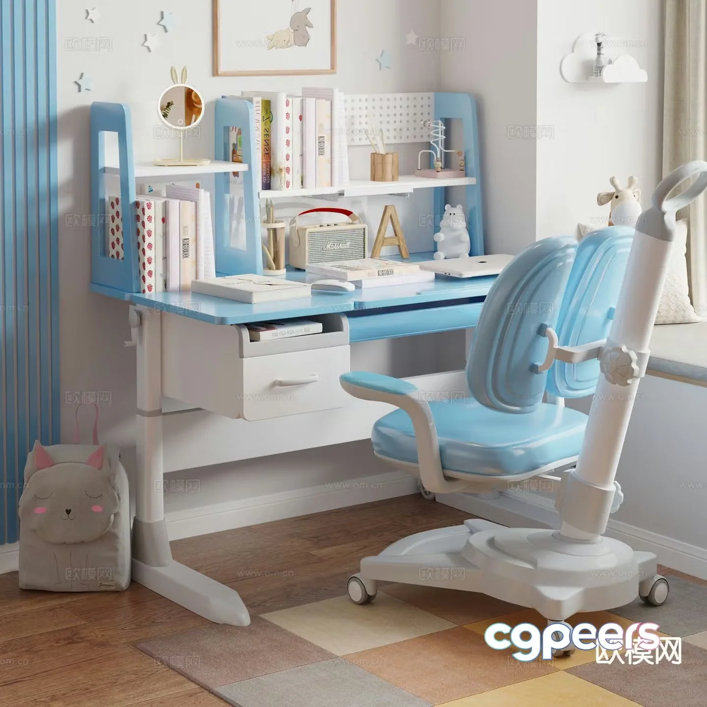 Children’s study table lifting table 3D model