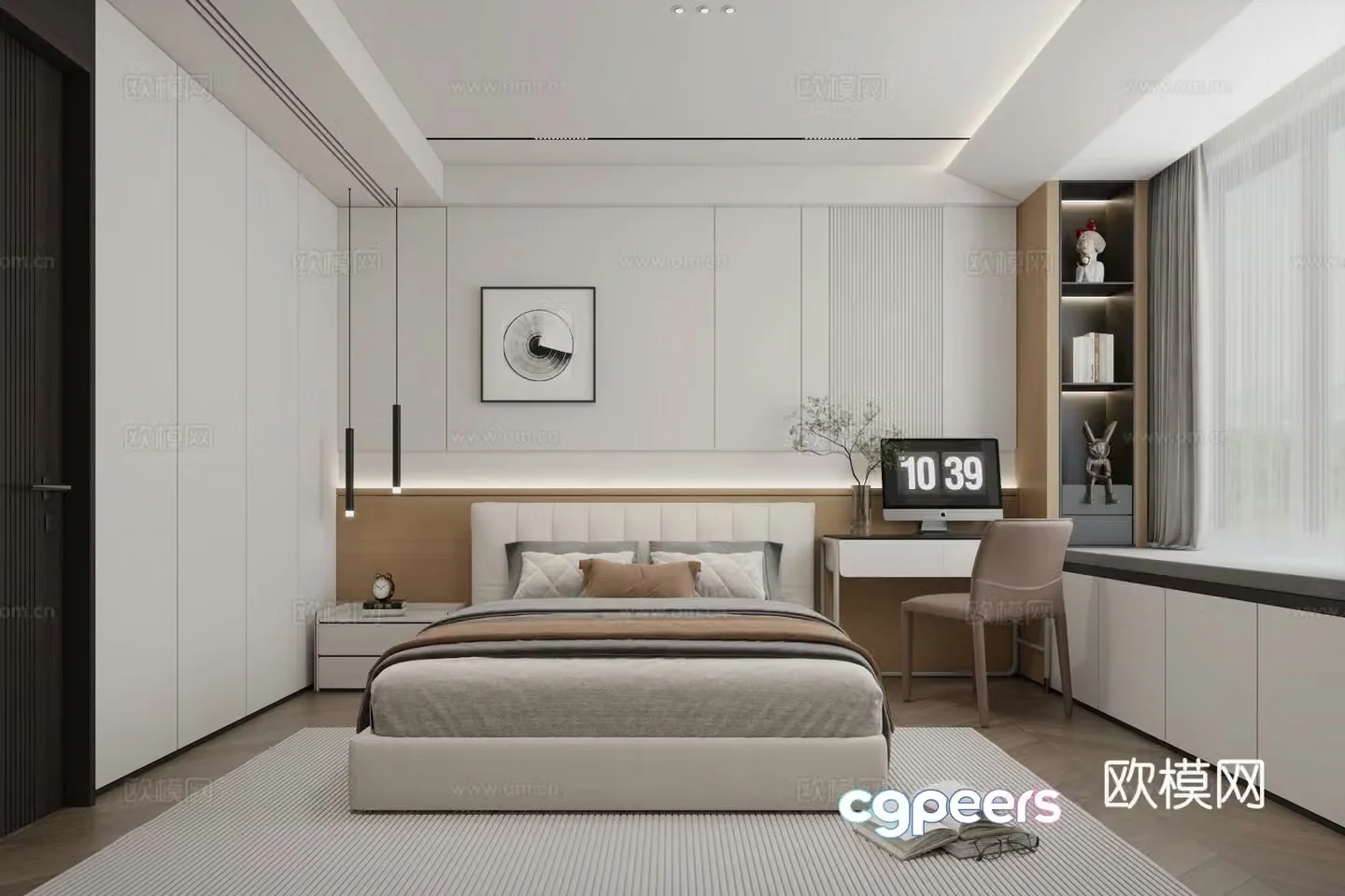 Modern ownerless light bedroom 3d model
