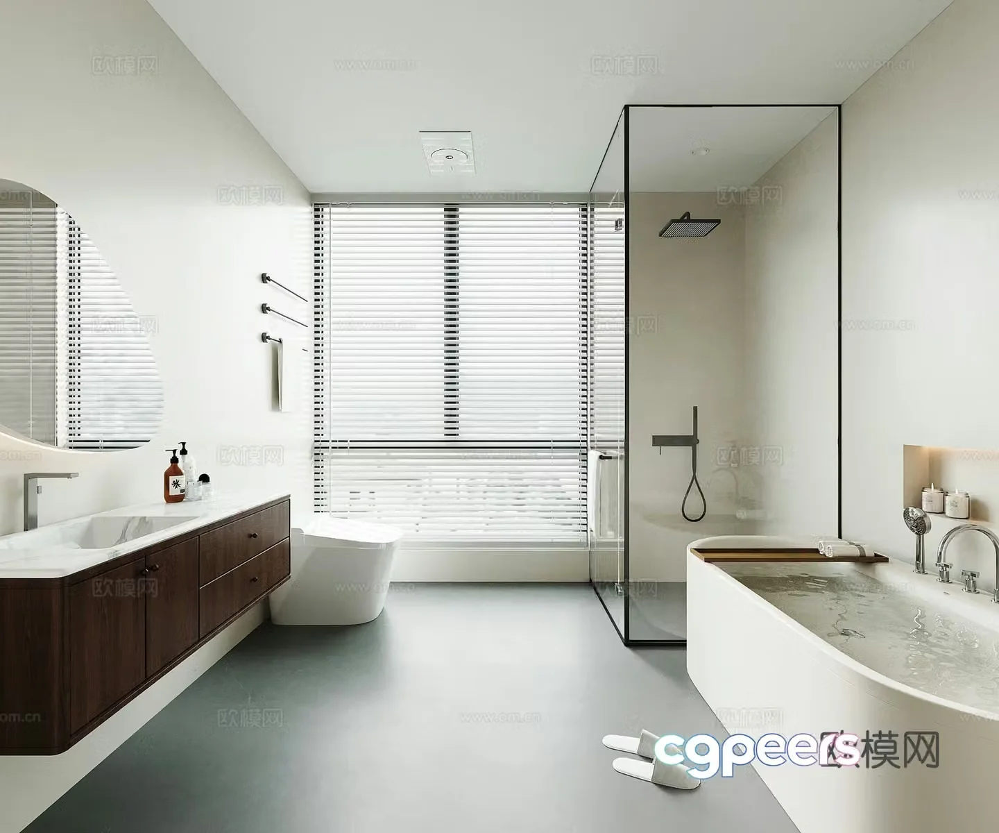 Middle-aged bathroom cabinet bathtub 3d model
