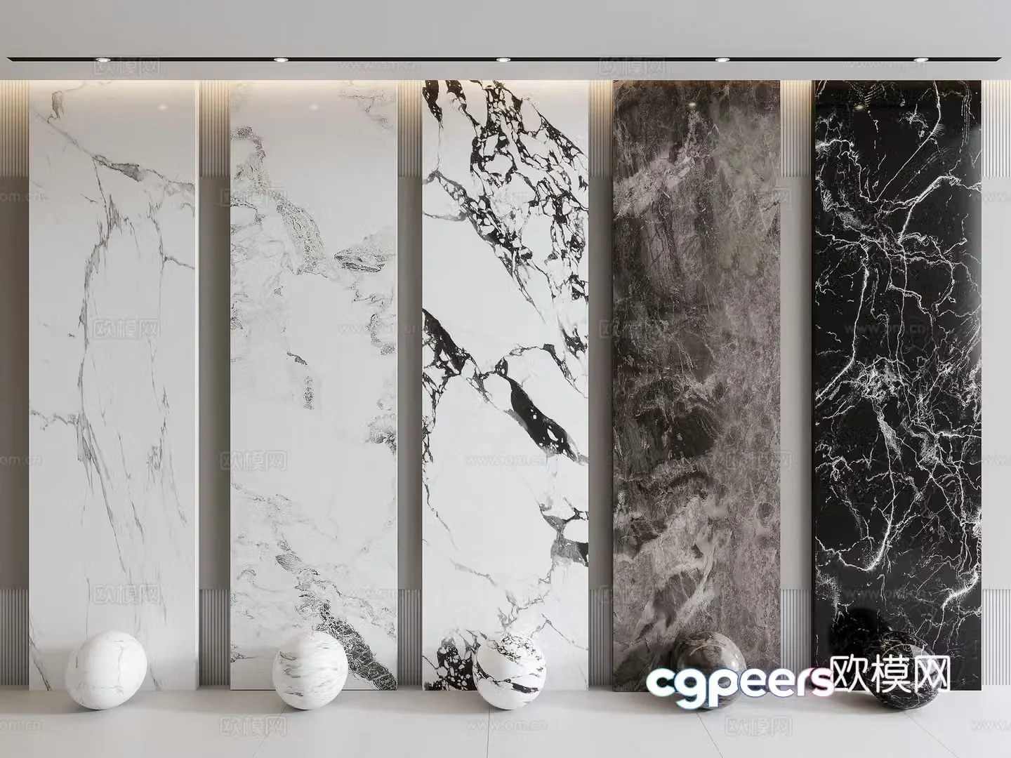 Modern marble wainscoting wall panel Bulgari jazz white fish belly white Pandora 3d model