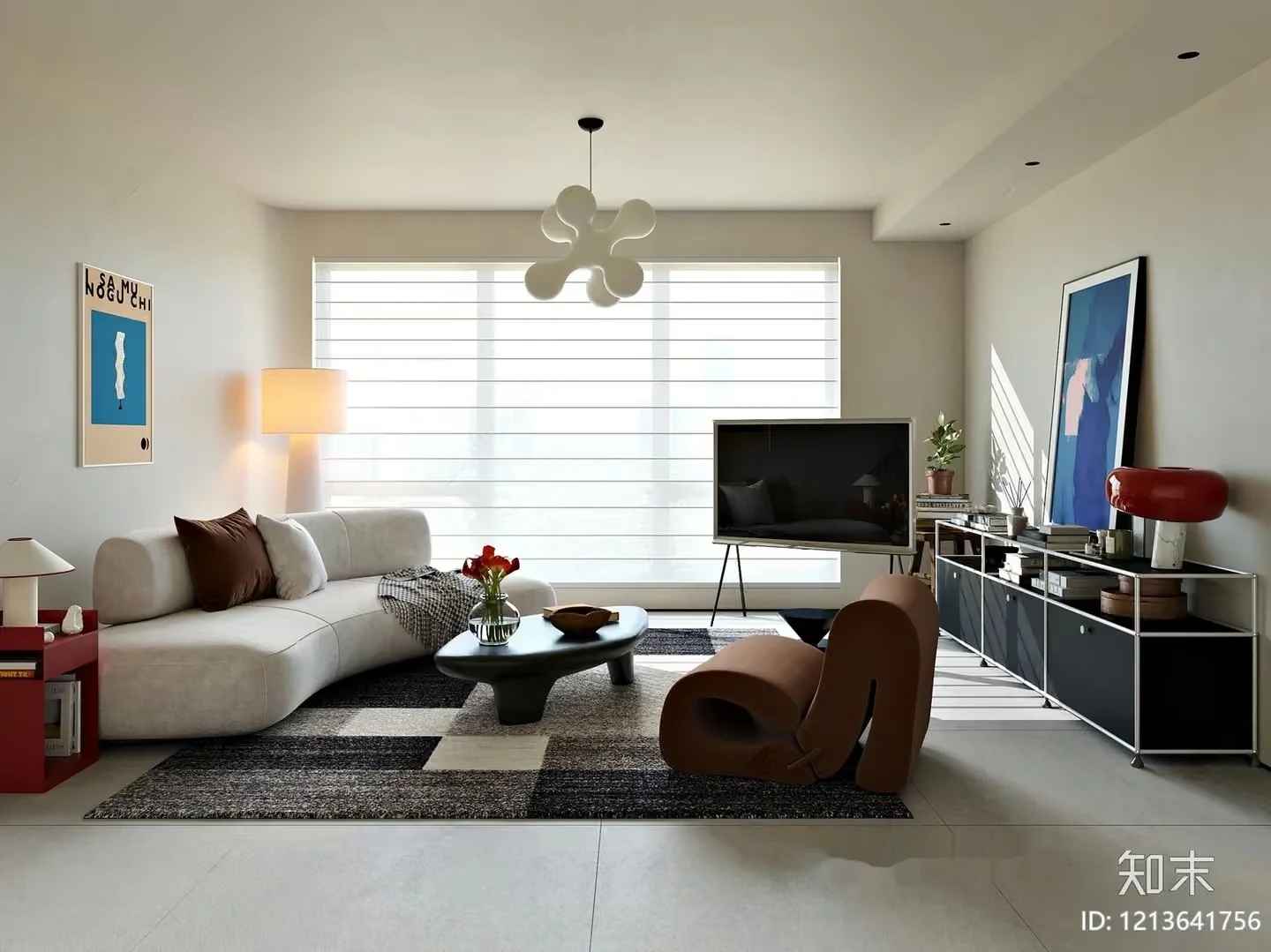 A Modern Living Room With A Couch 3D Model – 5530 – VRAY Render