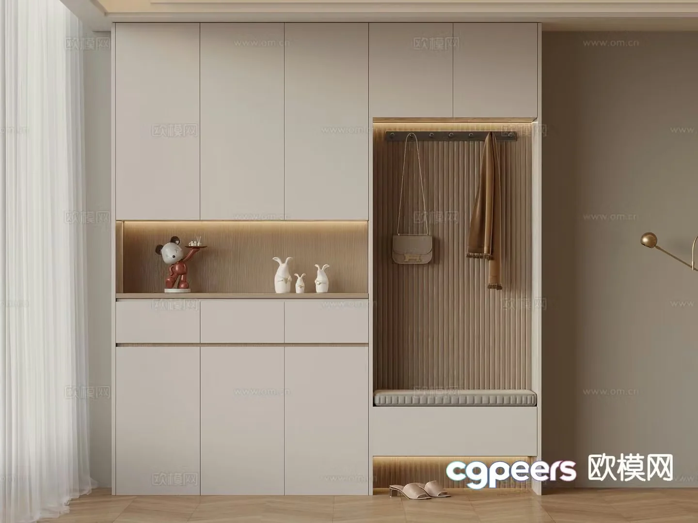 Modern entrance shoe cabinet 3d model