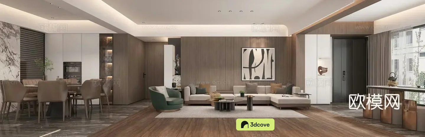 Modern living and dining room
