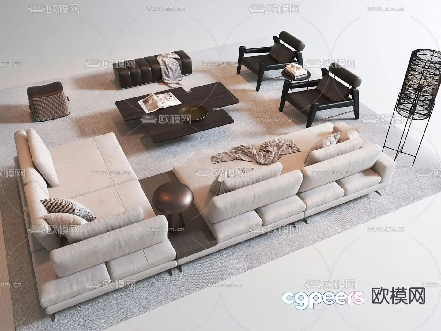 Minotti Italian sectional sofa 3d model