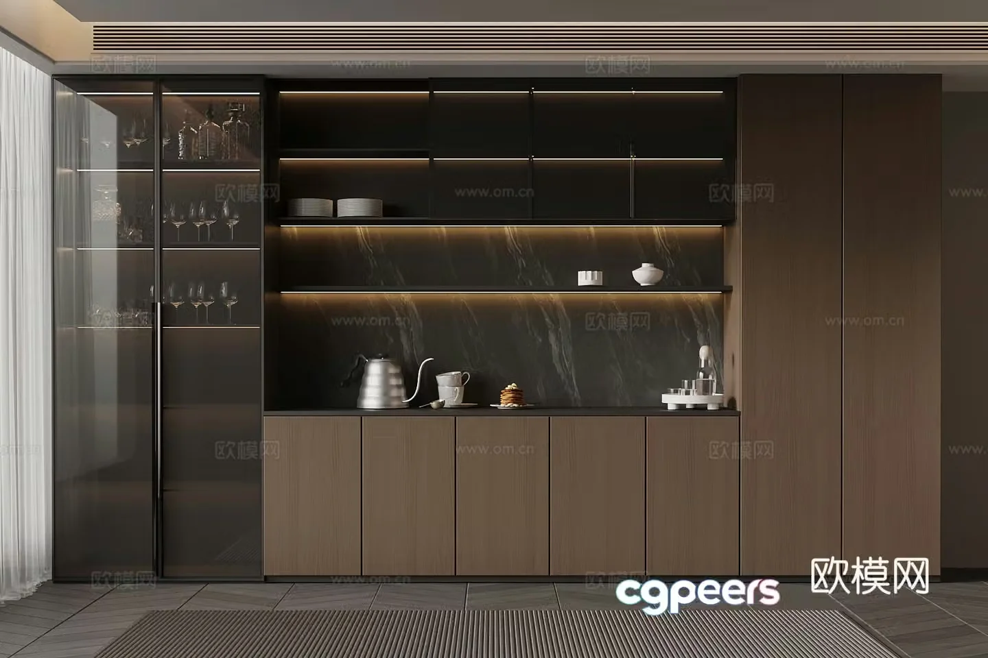 04 Italian sideboard dining cabinet tableware 3D model