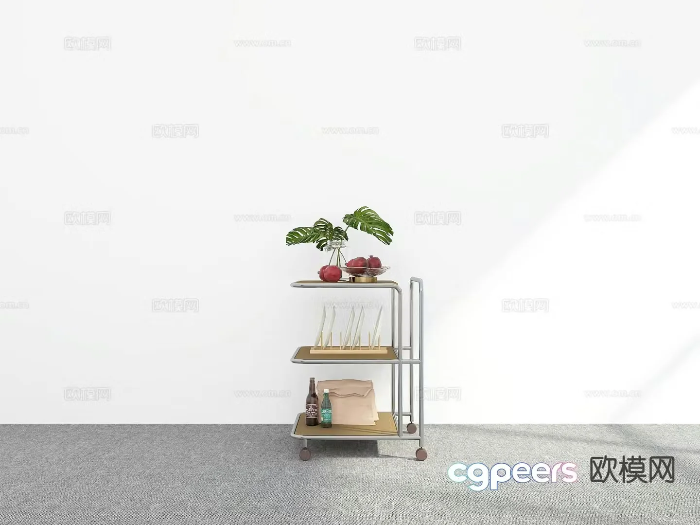 Modern trolley side table corner table table table 3D model