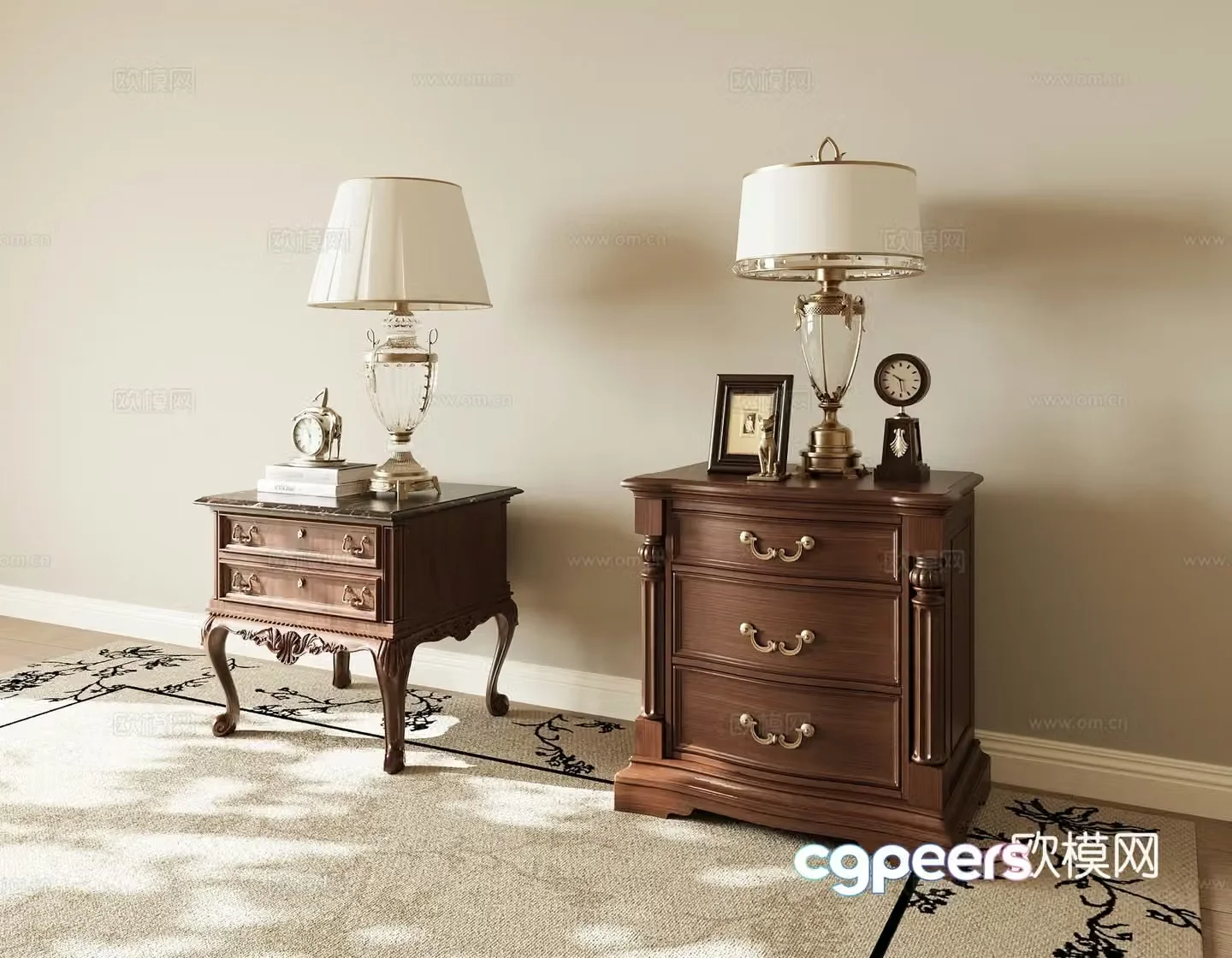 American retro bedside table 3d model